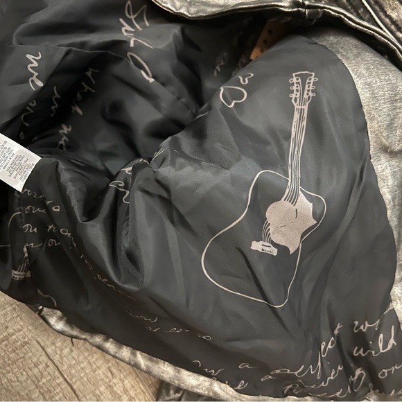 Sheryl Crow moto metallic look faux leather jacket with eagle sz L good conditio - Picture 9 of 13